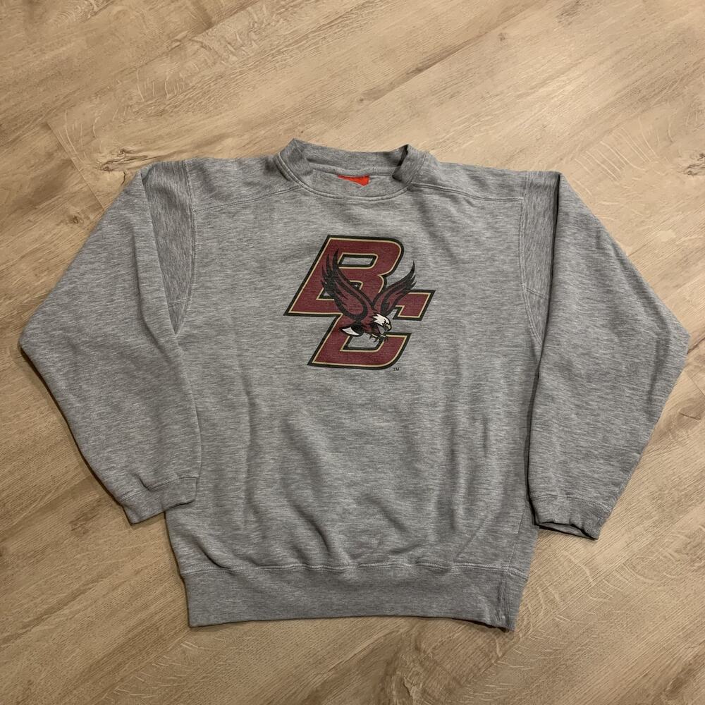 Vintage Y2K Reebok Boston College BC Eagles Sweatshirt Pullover Men's Small Gray